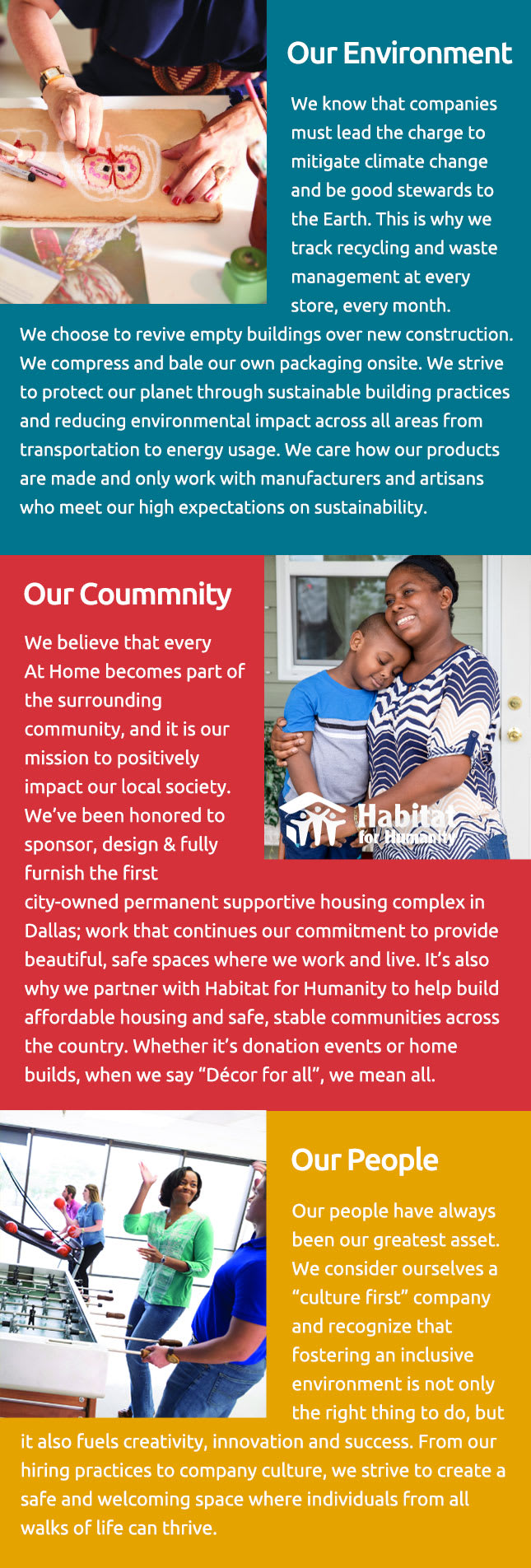 What we stand for: Our environment, our community, and our people