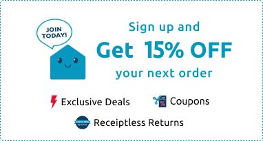 Get 15% off your next order when you sing up.