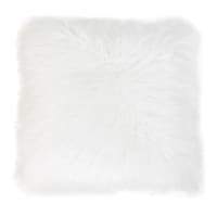 mongolian fur cushion white