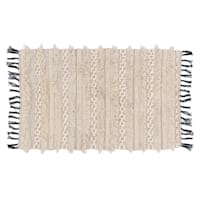 Giovanni Natural & Black Cotton Accent Rug With Fringe, 2x4
