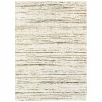 (C99) Shag Multi Color Abstract Design Ivory Area Rug, 5x7