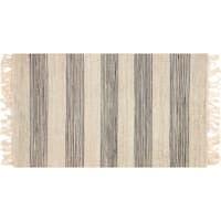 (B497) Hazel Stripe Natural & Navy Hand Woven Jute Area Rug, 3x5