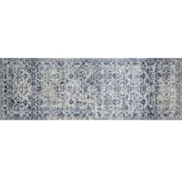 (A377) Venice Distress Look Blue Runner, 2x7