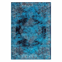 (D416) Antika Navy Vintage Medallion Area Rug, 5x7