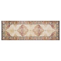 (D474) Alisa Medallion Ivory Sunset Runner, 2x7