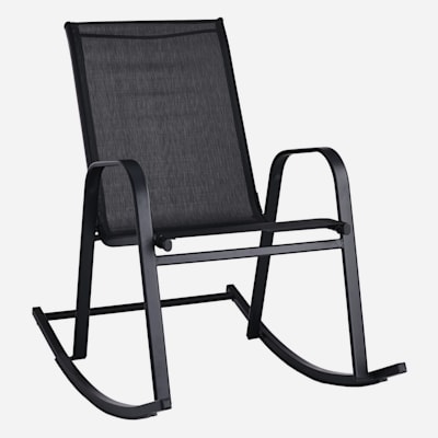 Stackable Sling Patio Rocking Chair, Black