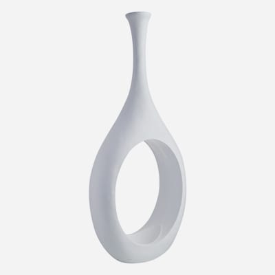 White Open Floor Vase, 40"