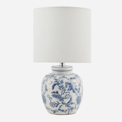 Providence White Blue Chinoiserie Ceramic Accent Lamp 14.5