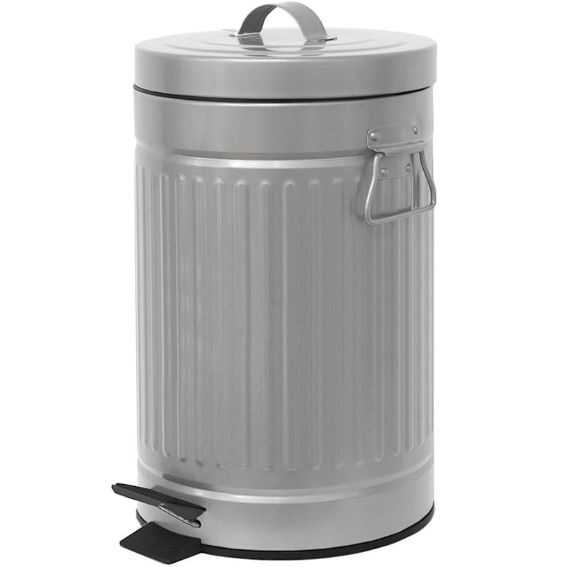 Retro Step Silver Kitchen Trash Can At Home