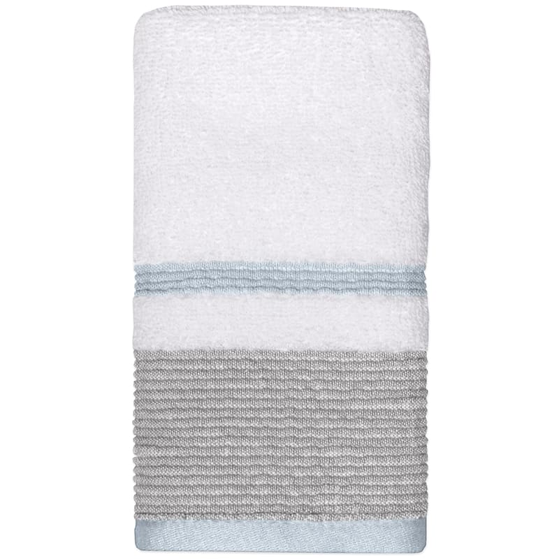 Samantha Striped Fingertip Towel, Grey/Blue | At Home