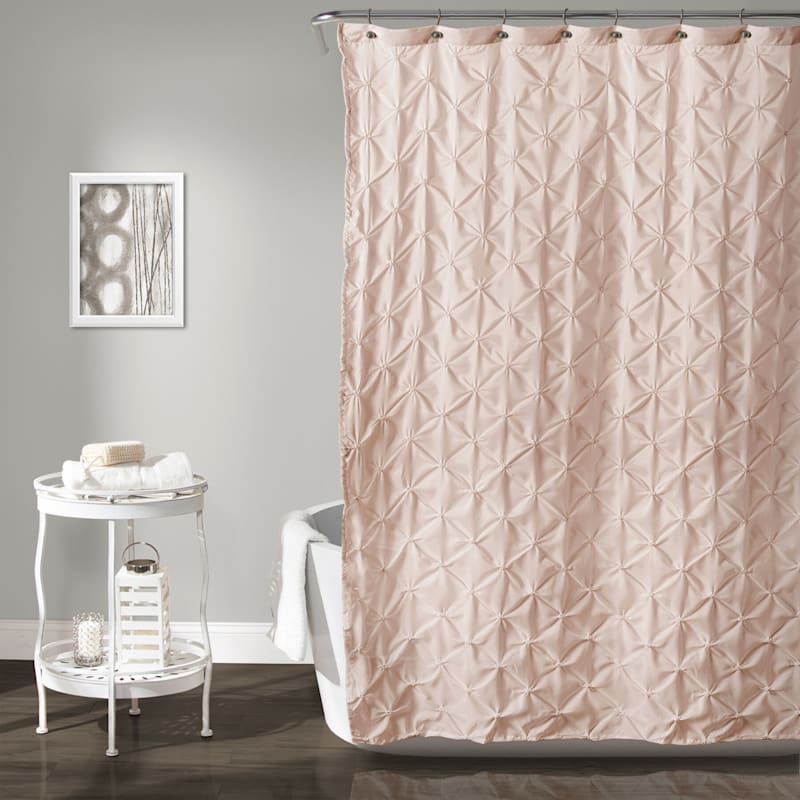 Pink Blush Lake Como Shower Curtain At Home