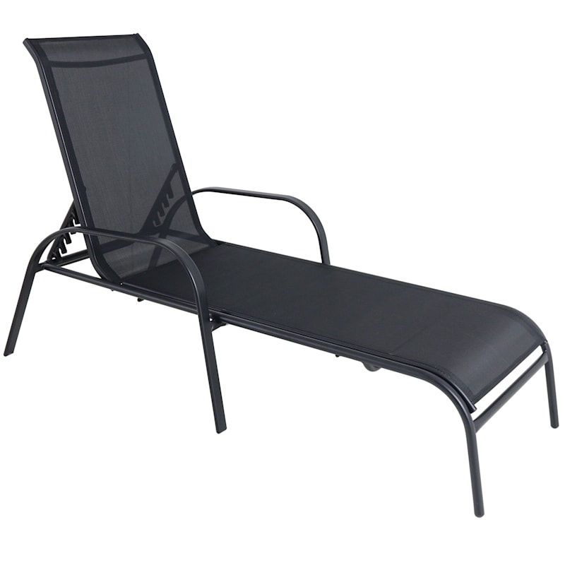 Stackable SteelFrame Sling Chaise Lounge, Black At Home