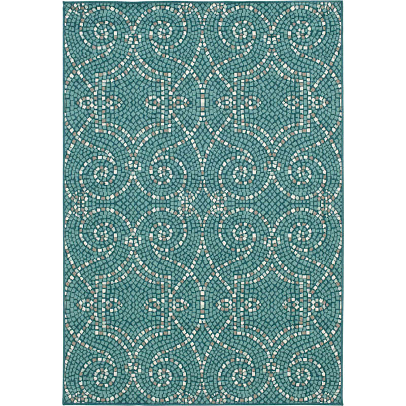 (E214) Savina Teal Indoor/Outdoor Woven Area Rug, 8x10 ...