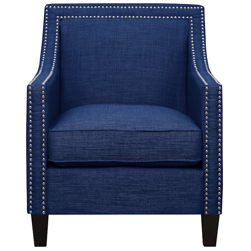 Erica Blue Accent Chair With Nailhead Trim At Home