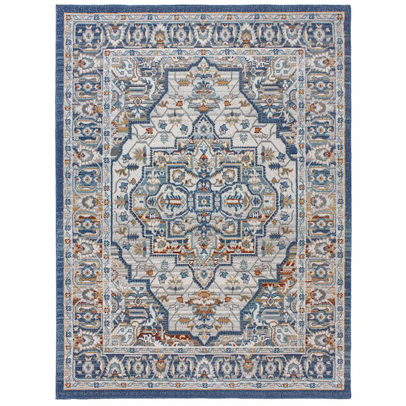 D433 Aria Medallion Blue Area Rug 7x10 At Home