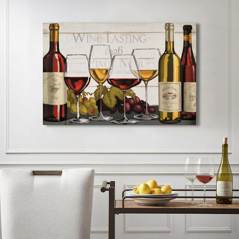 Wine Tasting Canvas Wall Art, 36" x 24" At Home