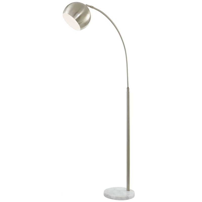 Silver Metal Arc Floor Lamp with Marble Base, 70" | At Home
