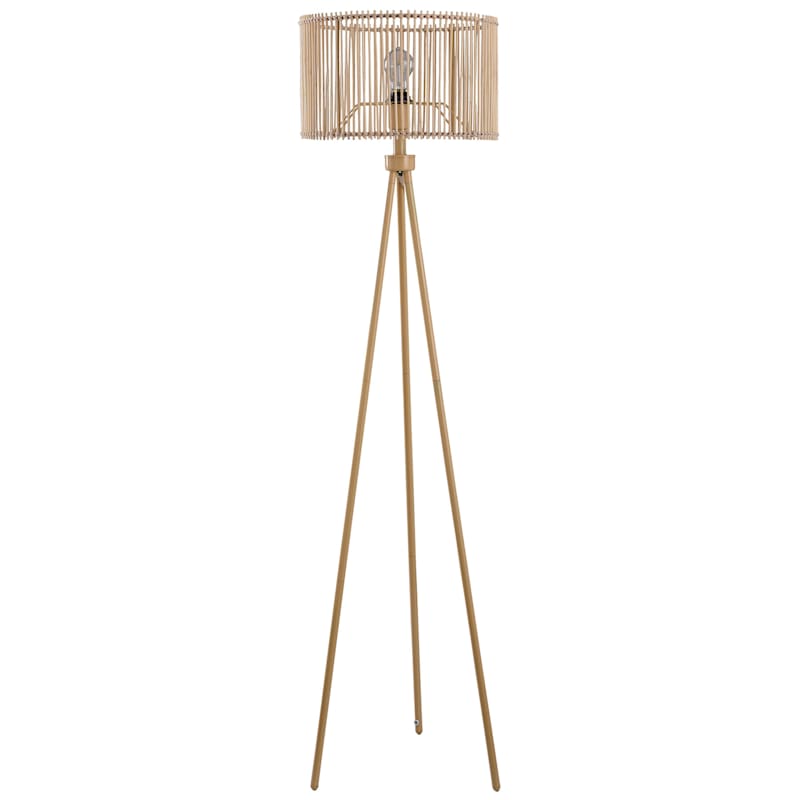 rattan diamond tripod floor lamp