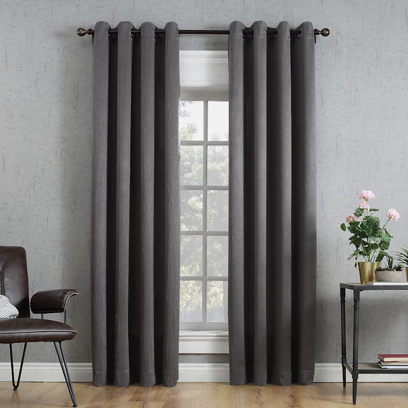 Hayworth Floor-Length Dark Grey Curtain Panel | At Home