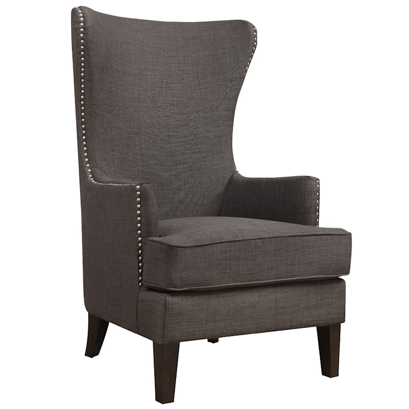 Kori Charcoal High Back Accent Chair With Nailhead Trim At Home
