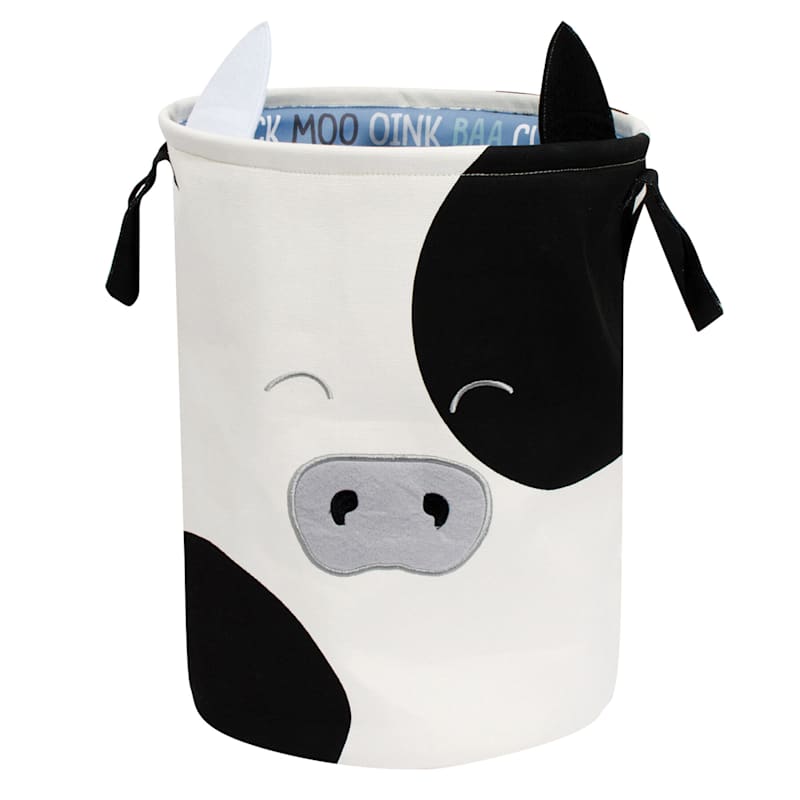 Round Fabric Cow Hamper M At Home