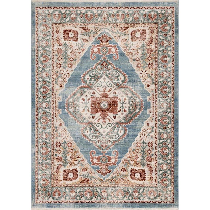A441 Venice Multi Colored Blue Dense Open Medallion 5x7 At Home