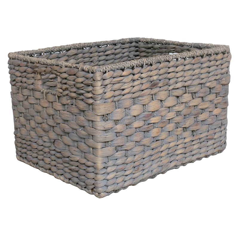 Dark Grey Water Hyacinth Rectangular Basket Large 14 X 18 At Home