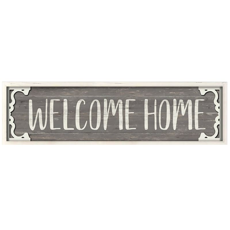 “Welcome Home” Wood/Metal Wall Sign, 8" x 30" | At Home