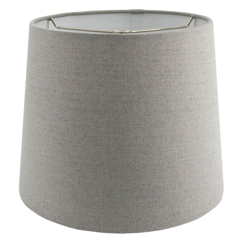 Charcoal Grey 100% Textured Linen Drum Lampshade with Brushed Copper Ceiling 
