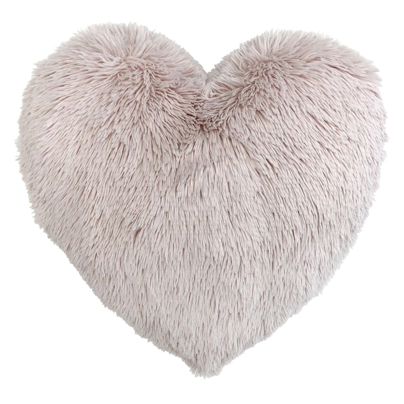 Valentine’s Pink Faux Fur HeartShaped Throw Pillow, 24" At Home