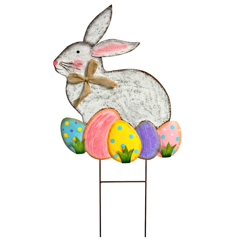 Metal Easter Bunny Rabbit With Eggs Yard Stake 31 At Home Metal Easter Bunny Rabbit With Eggs Yard Stake 31 At Home
