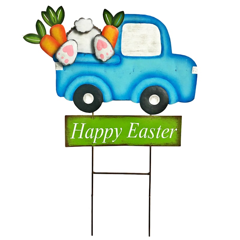 Download Blue Metal Truck with Bunny Rabbits and Carrots "Happy ...