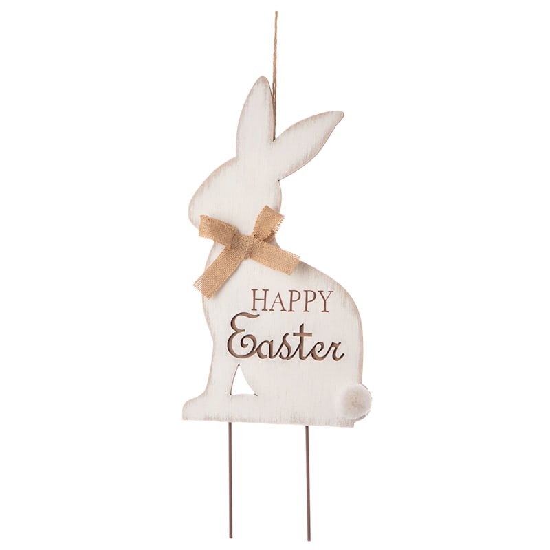 Happy Easter Wooden Bunny Rabbit Yard Stake 24 At Home Happy Easter Wooden Bunny Rabbit Yard Stake 24 At Home