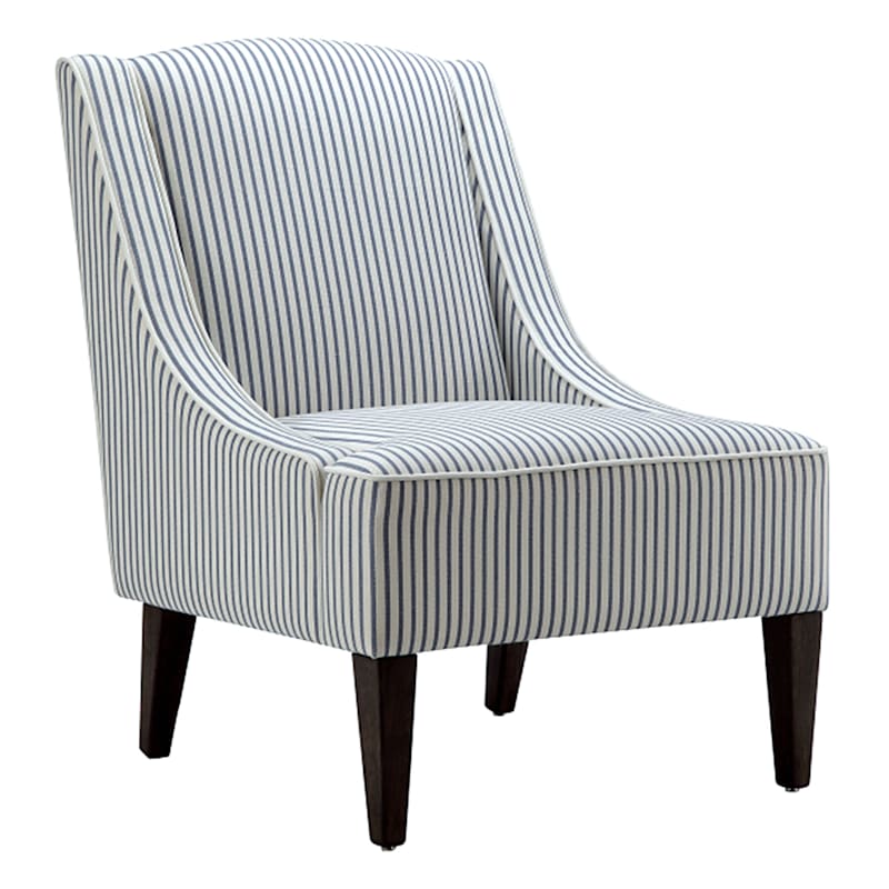 Kayson Blue Striped Upholstered Accent Chair At Home