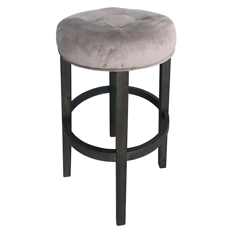 Bree Dark Grey Tufted Barstool At Home Black counter & bar stools : bree dark grey tufted barstool at home