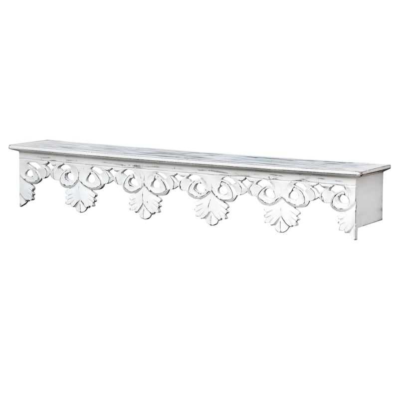 White Carved Wood Shelf At Home