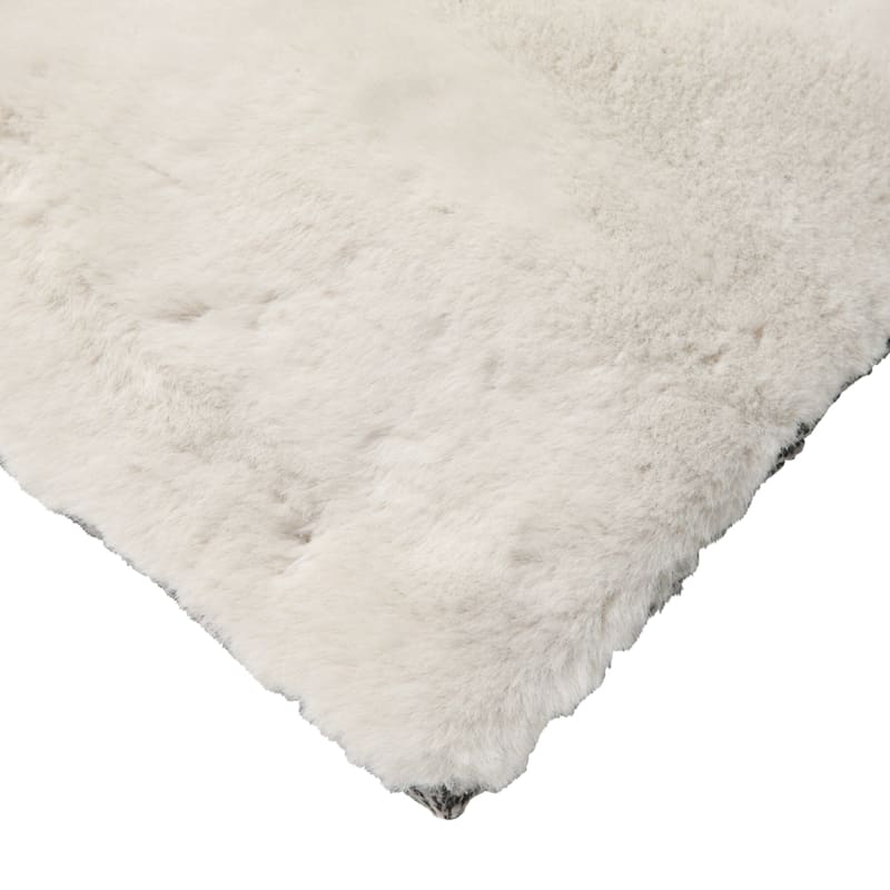 Ivory Faux Rabbit Fur Shag Accent Rug, 2x4 At Home