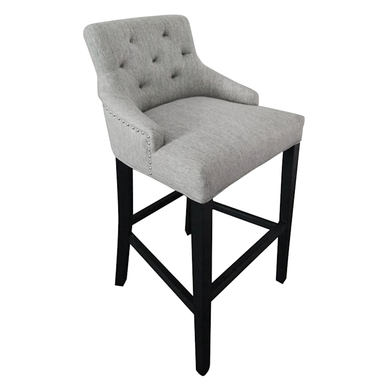 York Grey Upholstered Tufted Barstool At Home
