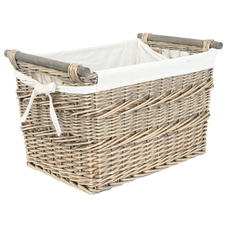 Willow Basket With Liner And Wooden Dowel Handles Extra Large 19 7 At Home