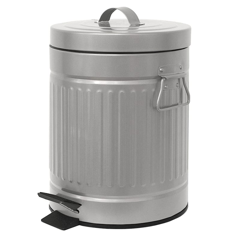 5L Retro Step Bin Silver At Home