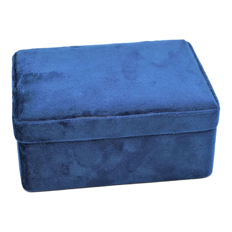 6X5X3 Navy Blue Velvet Box | At Home