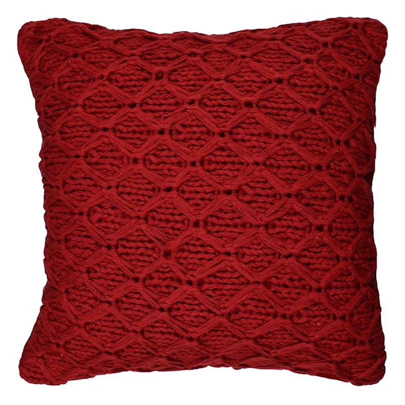 Red Knit Throw Pillow, 18" square At Home