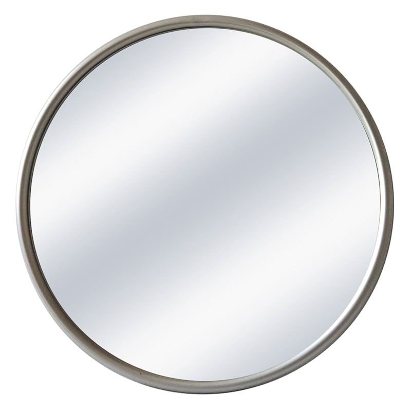22" Round Mirror with Silver Metal Frame At Home
