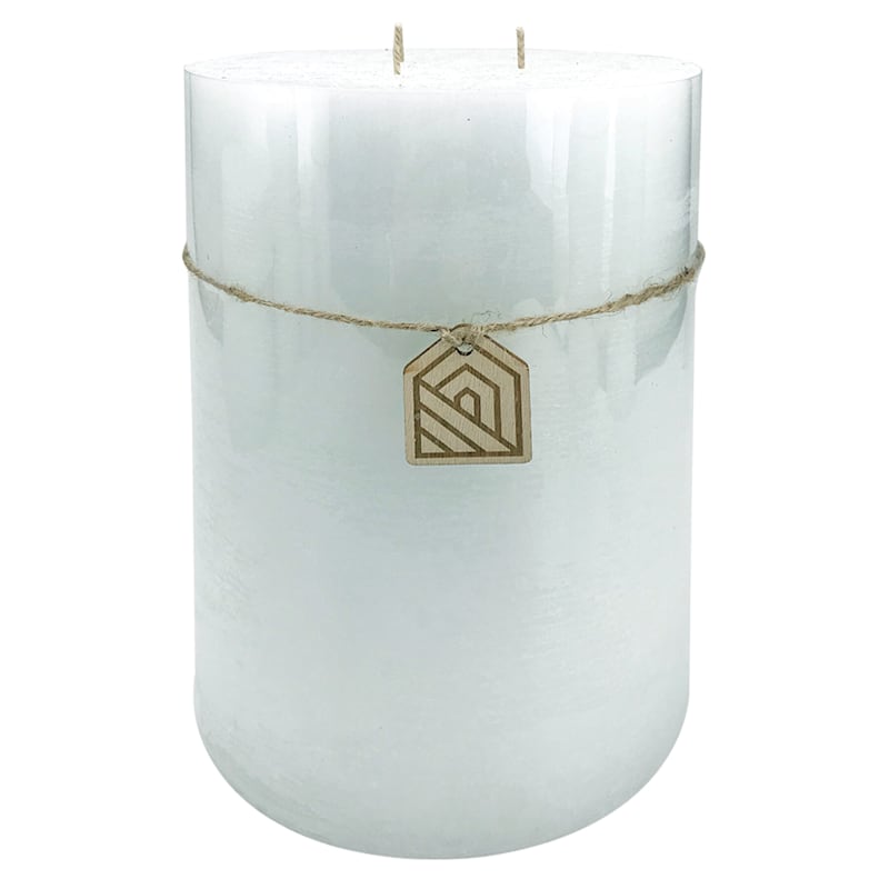 6X8 Light Blue Unscented Pillar Candle At Home