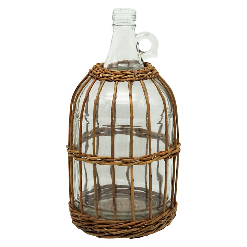 7 5x14 Clear Glass Jug Vase With Wicker Overlay At Home - Clear Glass Jug Vase 7 5x14 Clear Glass Jug Vase With Wicker Overlay At Home - Clear Glass Jug Vase