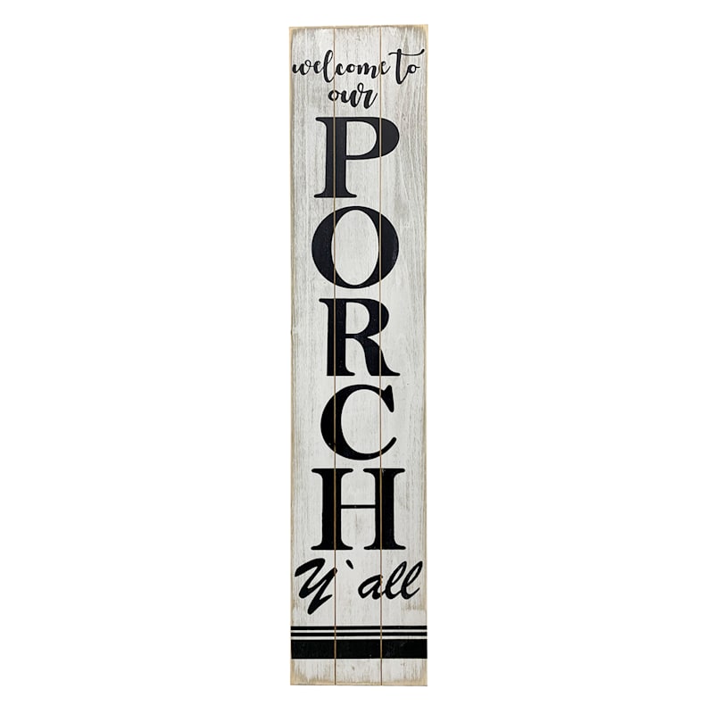 47in White Wash Wooden Porch Sign At Home