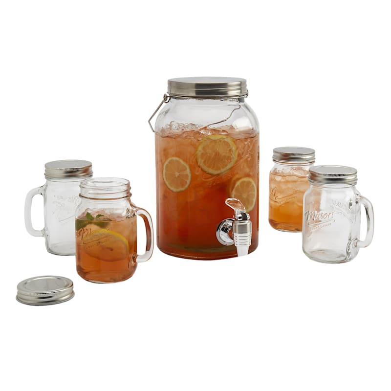 5Piece Mason Jar Drink Dispenser Set At Home