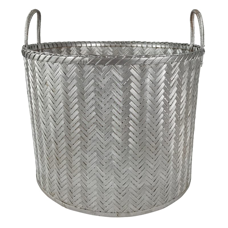 Round Bamboo Silver Basket Size L At Home With our bamboo laundry basket, you do not need to worry about how to deal with the washing cloth. athome