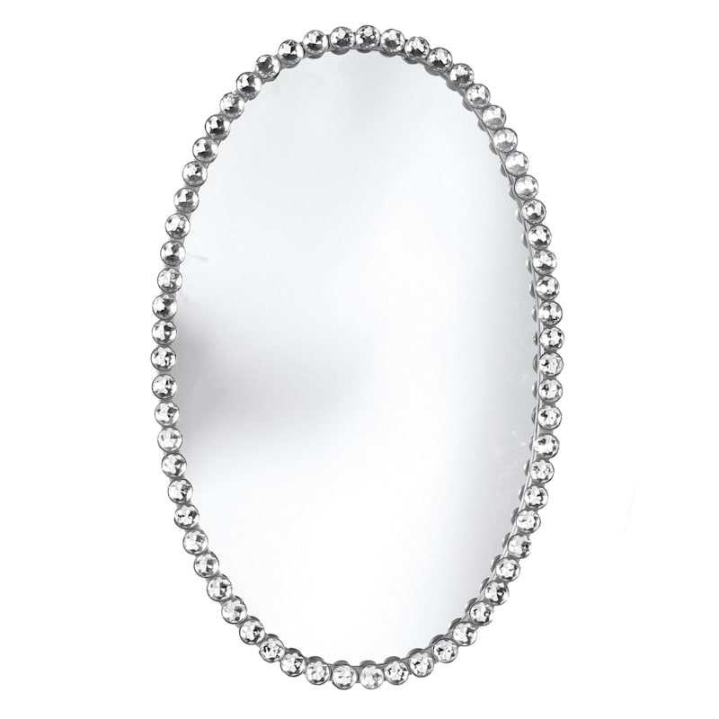 14x22 Metal Oval Silver Beaded Mirror At Home 14x22 Metal Oval Silver Beaded Mirror, Oval Silver Beaded Mirror