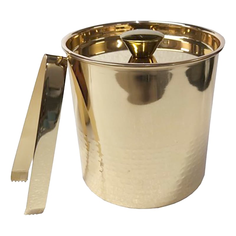 Hammered Gold Metal Ice Bucket At Home